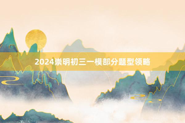 2024崇明初三一模部分题型领略