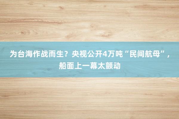 为台海作战而生？央视公开4万吨“民间航母”，船面上一幕太颤动