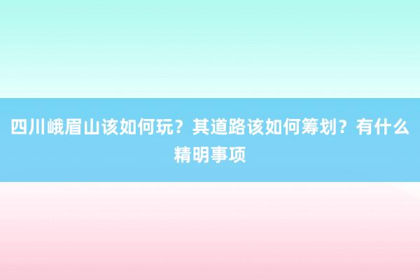 四川峨眉山该如何玩？其道路该如何筹划？有什么精明事项